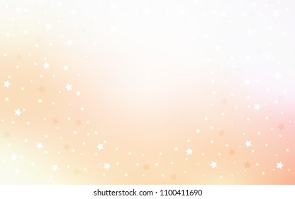 Light Orange vector layout with bright stars. Stars on blurred abstract background with gradient. Best design for your ad, poster, banner.