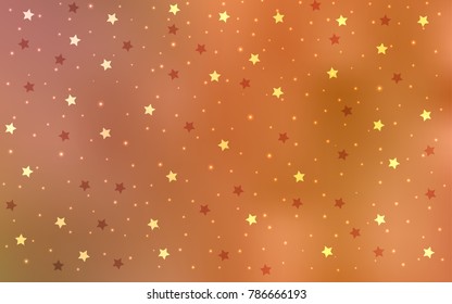 Light Orange vector layout with bright stars. Glitter abstract illustration with colored stars. The pattern can be used for new year ad, booklets.