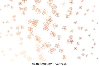 Light Orange vector layout with bright snowflakes. Snow on blurred abstract background with gradient. The template can be used as a new year background.