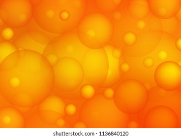 Light Orange vector layout with circle shapes. Glitter abstract illustration with blurred drops of rain. The pattern can be used for ads, leaflets of liquid.