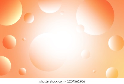 Light Orange vector layout with circle shapes. Blurred decorative design in abstract style with bubbles. Beautiful design for your business advert.