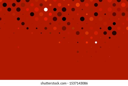 Light Orange vector layout with circle shapes. Beautiful colored illustration with blurred circles in nature style. Pattern of water, rain drops.
