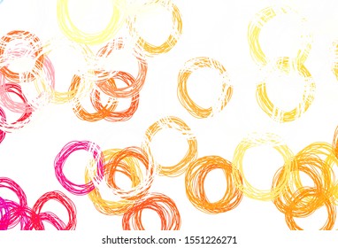 Light Orange vector layout with circle shapes. Illustration with set of shining colorful abstract circles. Design for your business advert.