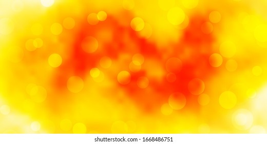 Light Orange vector layout with circle shapes. Glitter abstract illustration with colorful drops. Pattern for websites.