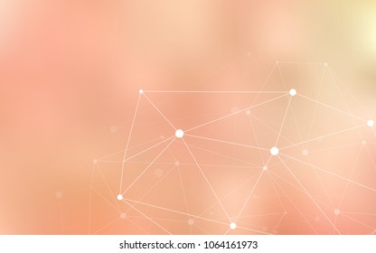 Light Orange vector layout with circles, lines. Design with connection of dots and lines on colorful background. Pattern can be used for beautiful websites.
