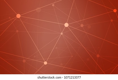 Light Orange vector layout with circles, lines. Glitter abstract illustration with connection of triangle structure. Pattern can be used for beautiful websites.