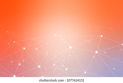 Light Orange vector layout with circles, lines. Glitter abstract illustration with connection of triangle structure. Pattern can be used as texture of wallpapers.