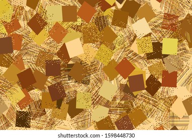 Light Orange vector layout with circles, lines, rectangles. Glitter abstract illustration with spheres, squares, lines. Best design for poster, banner.