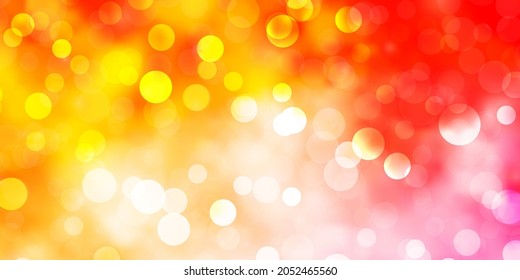 Light Orange vector layout with circles. Glitter abstract illustration with colorful drops. New template for your brand book.