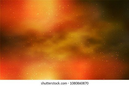 Light Orange vector layout with cosmic stars. Shining illustration with sky stars on abstract template. Pattern for astronomy websites.