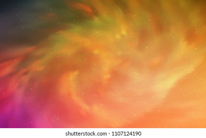 Light Orange vector layout with cosmic stars. Glitter abstract illustration with colorful cosmic stars. Best design for your ad, poster, banner.