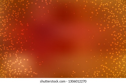 Light Orange vector layout with cosmic stars. Shining colored illustration with bright astronomical stars. Pattern for futuristic ad, booklets.