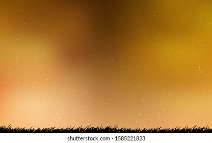 Light Orange vector layout with cosmic stars. Glitter abstract illustration with colorful cosmic stars. Best design for your ad, poster, banner.