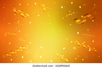 Light Orange vector layout with festival confetti. Glitter abstract illustration with colorful confetti, ribbons. The pattern can be used for birthday gifts, congratulations.