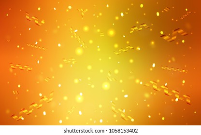 Light Orange vector layout with festival confetti. Beautiful colored illustration with ribbon in celebration style. The template can be used as a background for postcards.