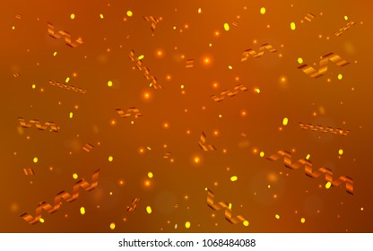 Light Orange vector layout with festival confetti. Decorative shining illustration with ribbons on abstract template. The pattern can be used for new year ad, booklets.