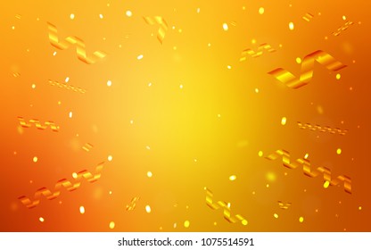 Light Orange vector layout with festival confetti. Modern geometrical abstract illustration with carnival ribbons. The pattern can be used for new year ad, booklets.