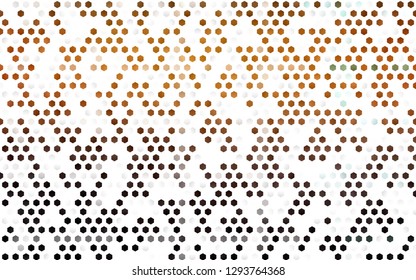 Light Orange vector layout with hexagonal shapes. Illustration of colored hexagons on white surface. Pattern can be used for landing pages.
