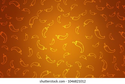 Light Orange vector layout with peppers. peppers on blurred abstract background with colorful gradient. Doodle design for your business advert of cafes.