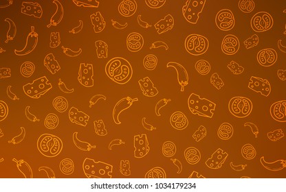 Light Orange vector layout with restaurant food. Beautiful colored illustration with food in doodle style. Pattern for menu of cafes, bars, restaurants.