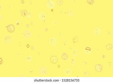 Light Orange vector layout with restaurant food. Colorful decorative design of snacks in doodle style. Doodle design for your business advert of cafes.