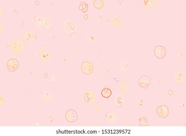 Light Orange vector layout with restaurant food. Colorful decorative design of snacks in doodle style. Doodle design for your business advert of cafes.