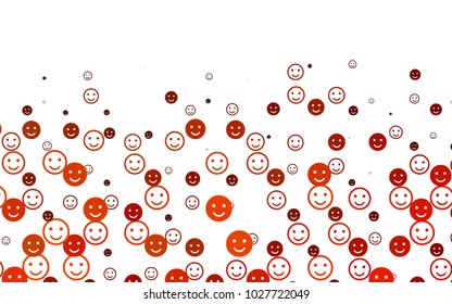 Light Orange vector layout with smiling faces. Beautiful colored illustration with smiles in simple style. Pattern for parties, gifts, congratulations.
