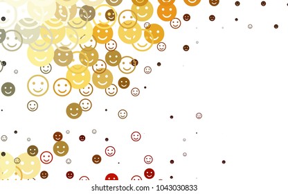 Light Orange vector layout with smiling faces. Decorative shining illustration with smiles on white template. Pattern for parties, gifts, congratulations.