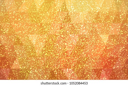 Light Orange vector low poly crystal background with snowflakes. Polygon christmas design pattern . Low poly illustration of New Year celebration.