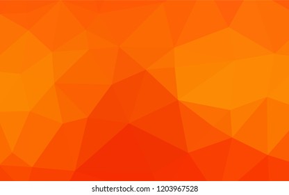 Light Orange vector low poly texture. Triangular geometric sample with gradient.  Brand new style for your business design.