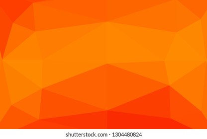 Light Orange vector low poly texture. Triangular geometric sample with gradient.  Completely new design for your business.