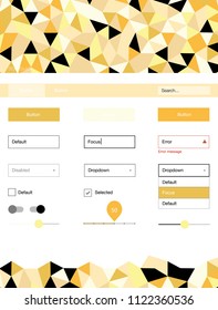 Light Orange vector Material Design Kit with lines. Decorative ui kit design in abstract style with colorful crystals. Modern template for your landing page.