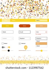 Light Orange vector Material Design Kit with dots. Web ui kit with abstract gradient circles in its header. This template you can use for landing pages.