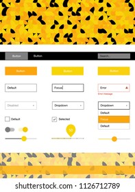 Light Orange vector Material Design Kit with dots. Web ui kit with abstract gradient circles in its header. This sample is for your website.