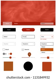 Light Orange vector Material Design Kit with stars. Colorful ui/ux kit with header consisted of clouds & stars. This sample is for your landing page.