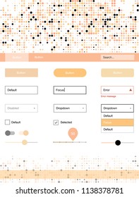 Light Orange vector Material Design Kit with dots. Modern Style guide with colorful gradient circles in its header. This template you can use for landing pages.