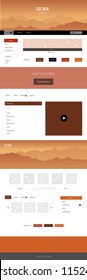 Light Orange vector Material Design Kit with hills. Colorful Style guide with mountains on abstract background. Simple colorful design for tourist websites.