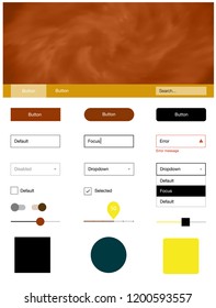 Light Orange vector Material Design Kit with stars. Simple Material Design Kit with colorful clouds in header. This sample is for your landing page.