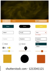 Light Orange vector Material Design Kit with stars. Decorative ui kit design in abstract style with colorful sky. This template you can use for websites.