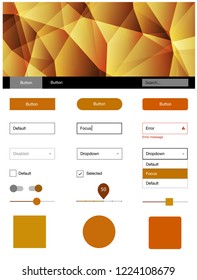 Light Orange vector Material Design Kit with lines. Decorative ui kit design in abstract style with colorful crystals. Beautiful layout for websites, landing pages.