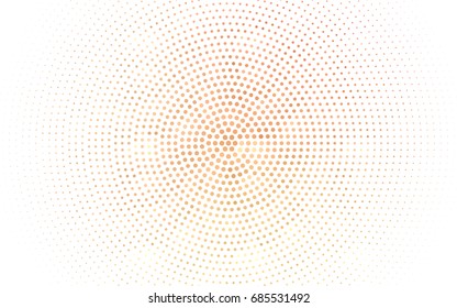 Light Orange vector modern geometrical circle abstract background. Dotted texture template. Geometric pattern in halftone style with gradient. 