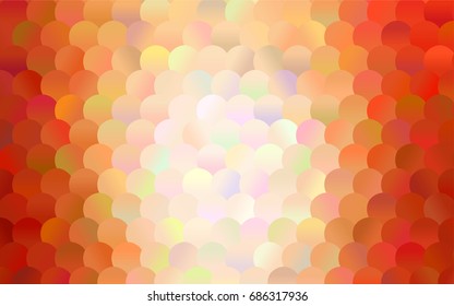 Light Orange vector modern geometrical circle abstract background. Dotted texture template. Geometric pattern in halftone style with gradient. 