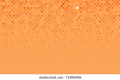 Light Orange vector modern geometrical circle abstract background. Dotted texture template. Geometric pattern in halftone style with gradient. 