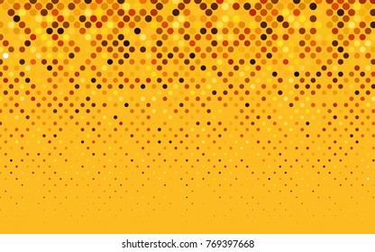 Light Orange vector modern geometrical circle abstract background. Dotted texture template. Geometric pattern in halftone style with gradient. 