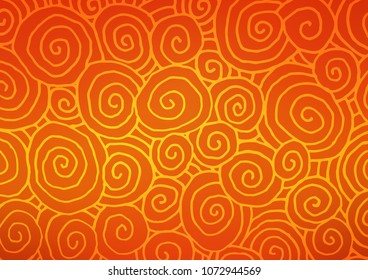 Light Orange vector natural abstract texture. Colorful abstract illustration with lines in Asian style. Brand-new design for your business.