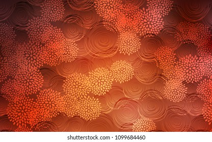 Light Orange vector natural abstract template. Colorful illustration in doodle style with flowers. The best blurred design for your business.