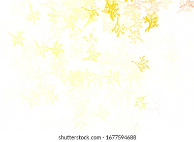 Light Orange vector natural artwork with sakura. Illustration with doodles on abstract template. Hand painted design for web, wrapping.
