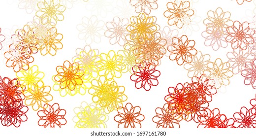 Light Orange vector natural artwork with flowers. Colorful flowers in natural style on simple background. Best design for your business.