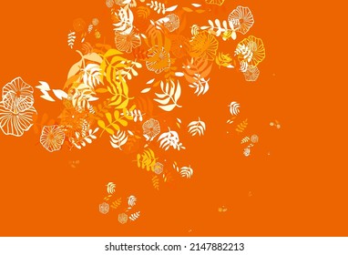 Light Orange vector natural artwork with leaves. Brand new colored illustration in blurry style with leaves. Brand new design for your business.