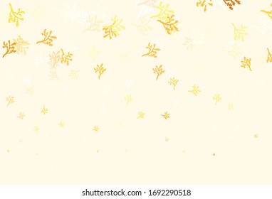 Light Orange vector natural backdrop with branches. Doodle illustration of leaves and branches in Origami style. Doodle design for your web site.